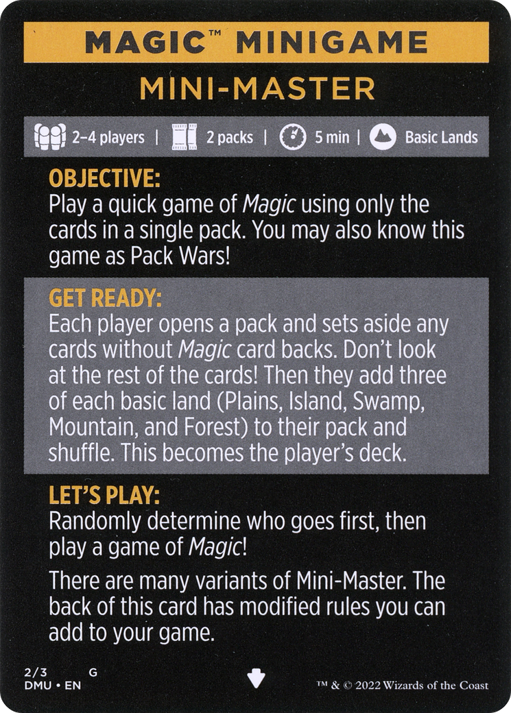 Mini-Master (Magic Minigame) [Commander Legends: Battle for Baldur's Gate Minigame] | Spectrum Games