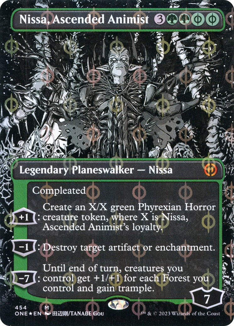 Nissa, Ascended Animist (Borderless Manga Step-and-Compleat Foil) [Phyrexia: All Will Be One] | Spectrum Games