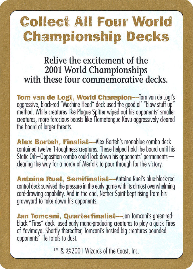 2001 World Championships Ad [World Championship Decks 2001] | Spectrum Games