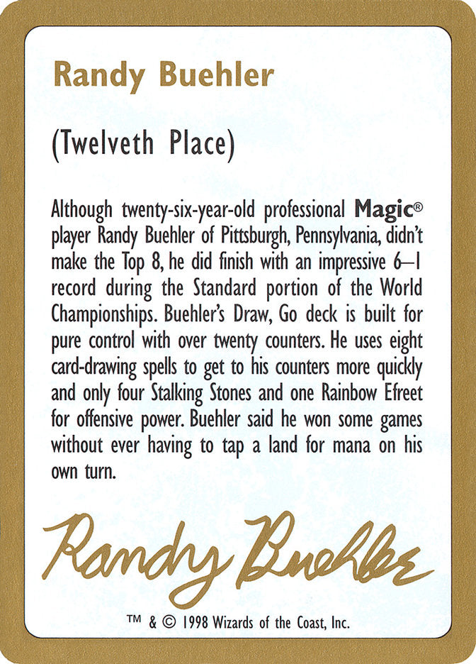 Randy Buehler Bio [World Championship Decks 1998] | Spectrum Games