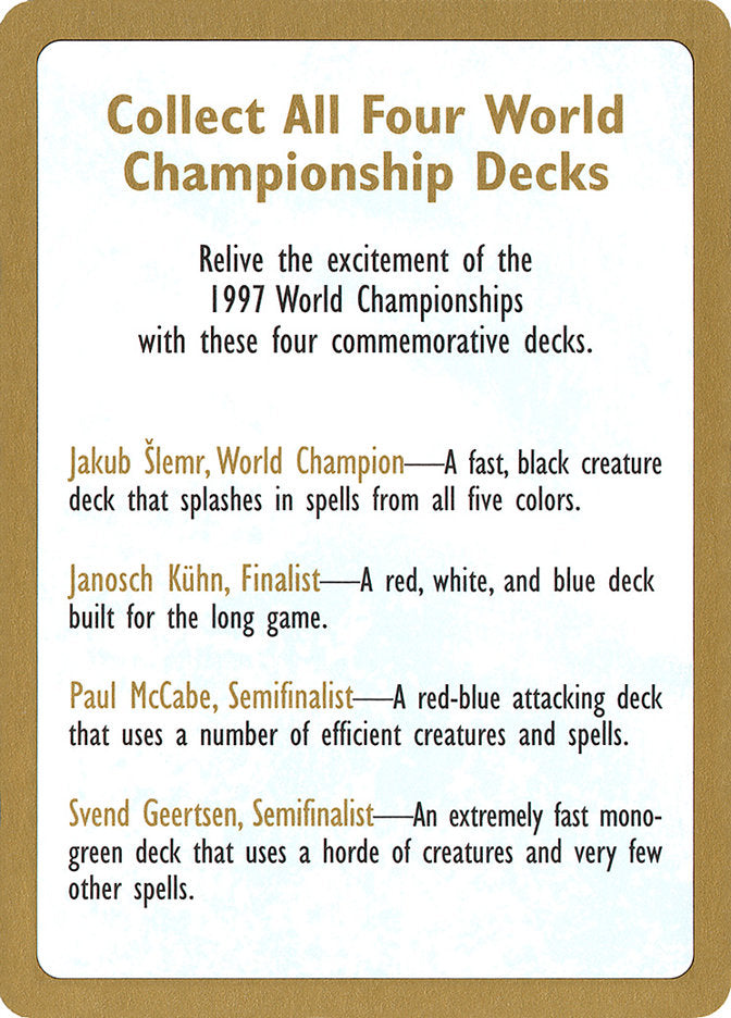 1997 World Championships Ad [World Championship Decks 1997] | Spectrum Games