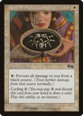 Rune of Protection: Black [Urza's Saga] | Spectrum Games