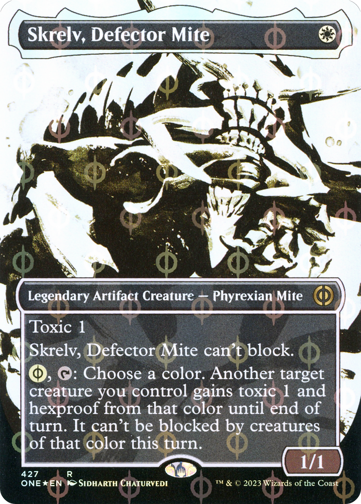 Skrelv, Defector Mite (Borderless Ichor Step-and-Compleat Foil) [Phyrexia: All Will Be One] | Spectrum Games