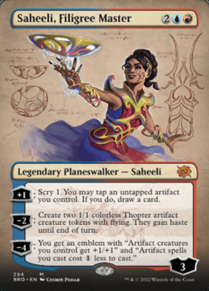 Saheeli, Filigree Master (Borderless Alternate Art) [The Brothers' War] | Spectrum Games