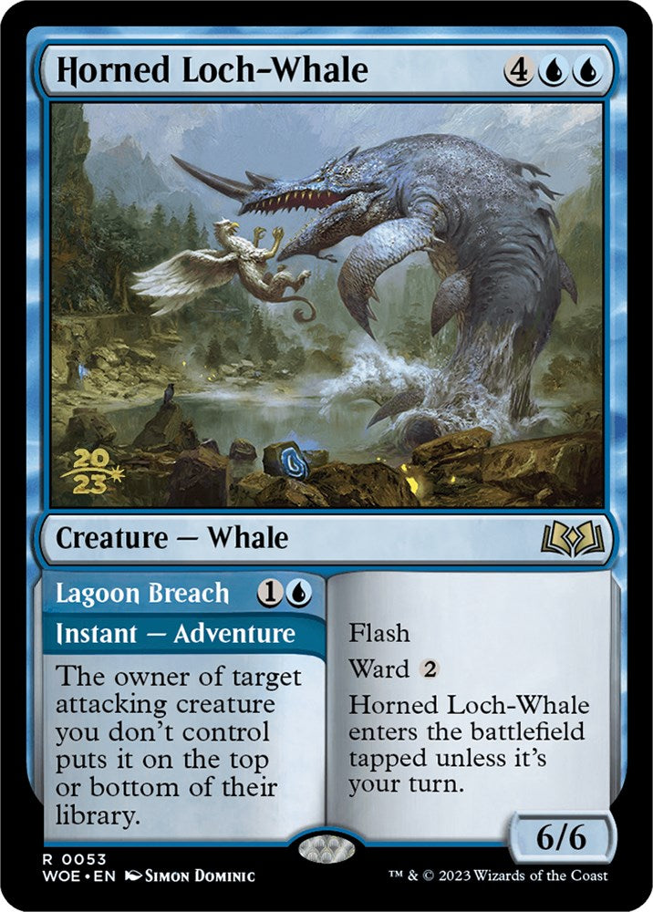 Horned Loch-Whale // Lagoon Breach [Wilds of Eldraine Prerelease Promos] | Spectrum Games