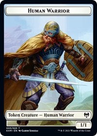 Human Warrior // Emblem - Tyvar Kell Double-sided Token [Kaldheim Tokens] | Spectrum Games