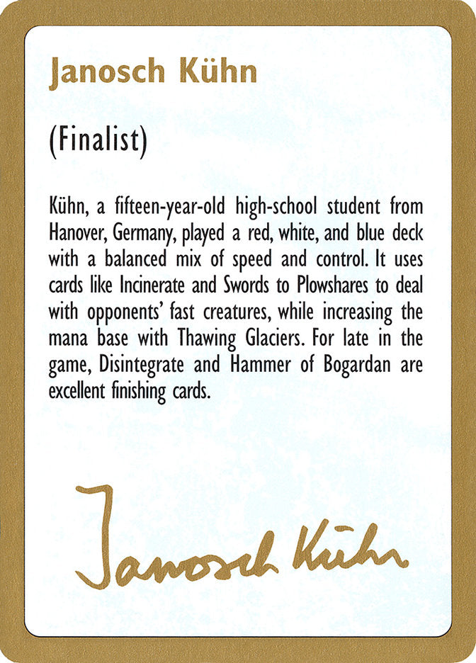 Janosch Kühn Bio [World Championship Decks 1997] | Spectrum Games