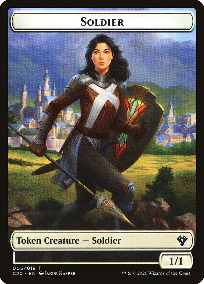 Human Soldier (005) // Drake Double-sided Token [Commander 2020 Tokens] | Spectrum Games