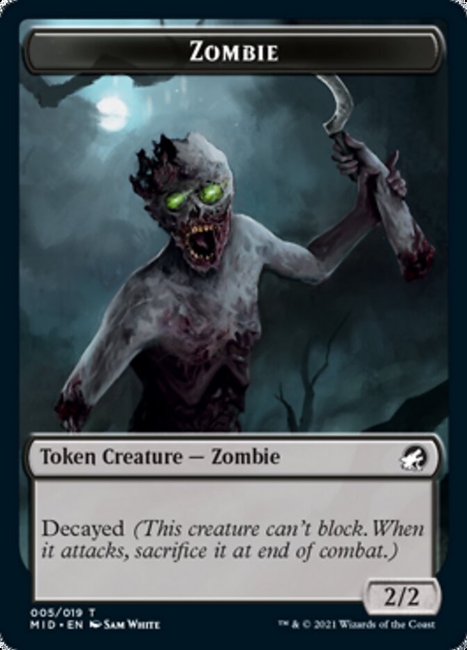 Zombie (005) // Wrenn and Seven Emblem Double-sided Token [Innistrad: Midnight Hunt Tokens] | Spectrum Games