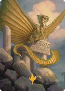 Ancient Gold Dragon Art Card (05) (Gold-Stamped Signature) [Commander Legends: Battle for Baldur's Gate Art Series] | Spectrum Games