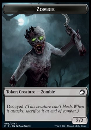 Zombie (005) // Beast (008) Double-sided Token [Innistrad: Midnight Hunt Tokens] | Spectrum Games