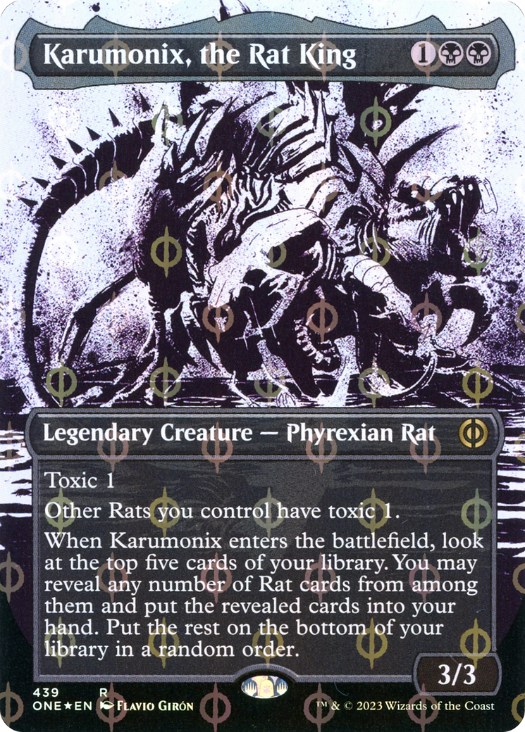 Karumonix, the Rat King (Borderless Ichor Step-and-Compleat Foil) [Phyrexia: All Will Be One] | Spectrum Games