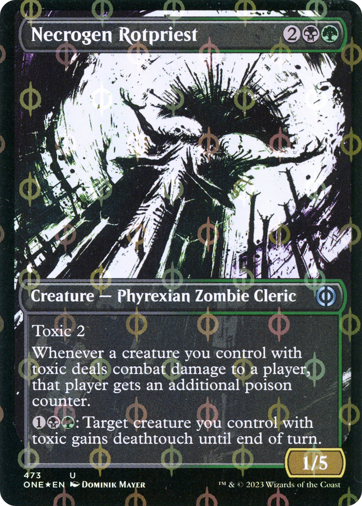Necrogen Rotpriest (Borderless Ichor Step-and-Compleat Foil) [Phyrexia: All Will Be One] | Spectrum Games