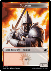 Elf Knight // Soldier Double-Sided Token [Ravnica Remastered Tokens] | Spectrum Games