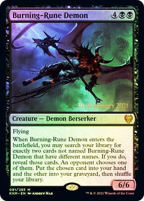 Burning-Rune Demon  [Kaldheim Prerelease Promos] | Spectrum Games