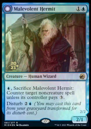 Malevolent Hermit // Benevolent Geist [Innistrad: Midnight Hunt Prerelease Promos] | Spectrum Games