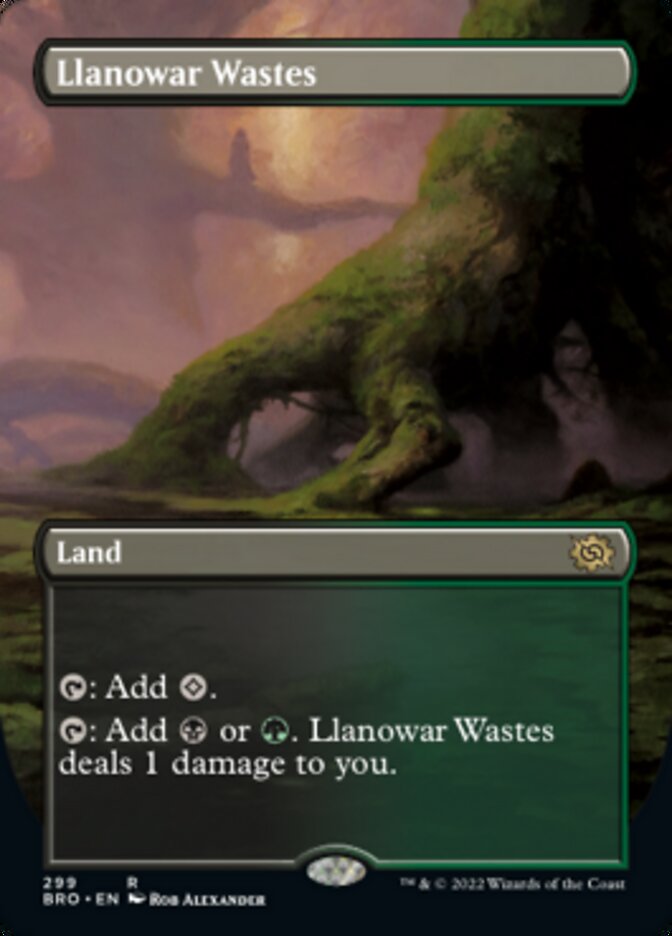 Llanowar Wastes (Borderless Alternate Art) [The Brothers' War] | Spectrum Games