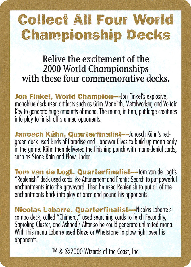 2000 World Championships Ad [World Championship Decks 2000] | Spectrum Games