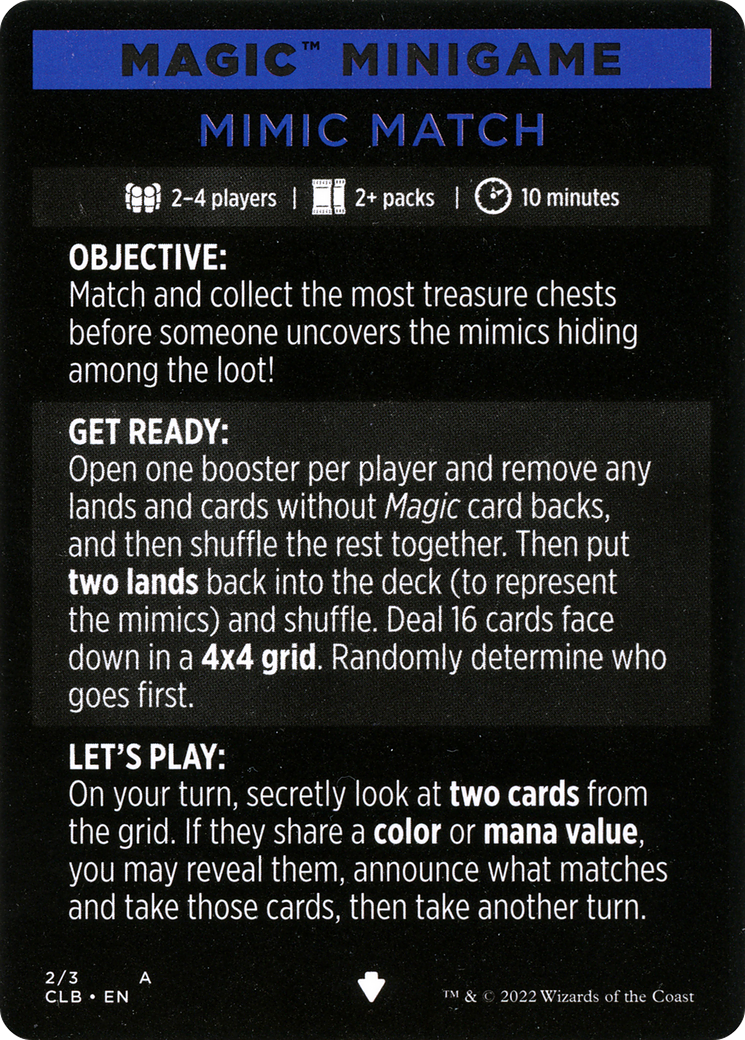 Mimic Match (Magic Minigame) [Commander Legends: Battle for Baldur's Gate Minigame] | Spectrum Games