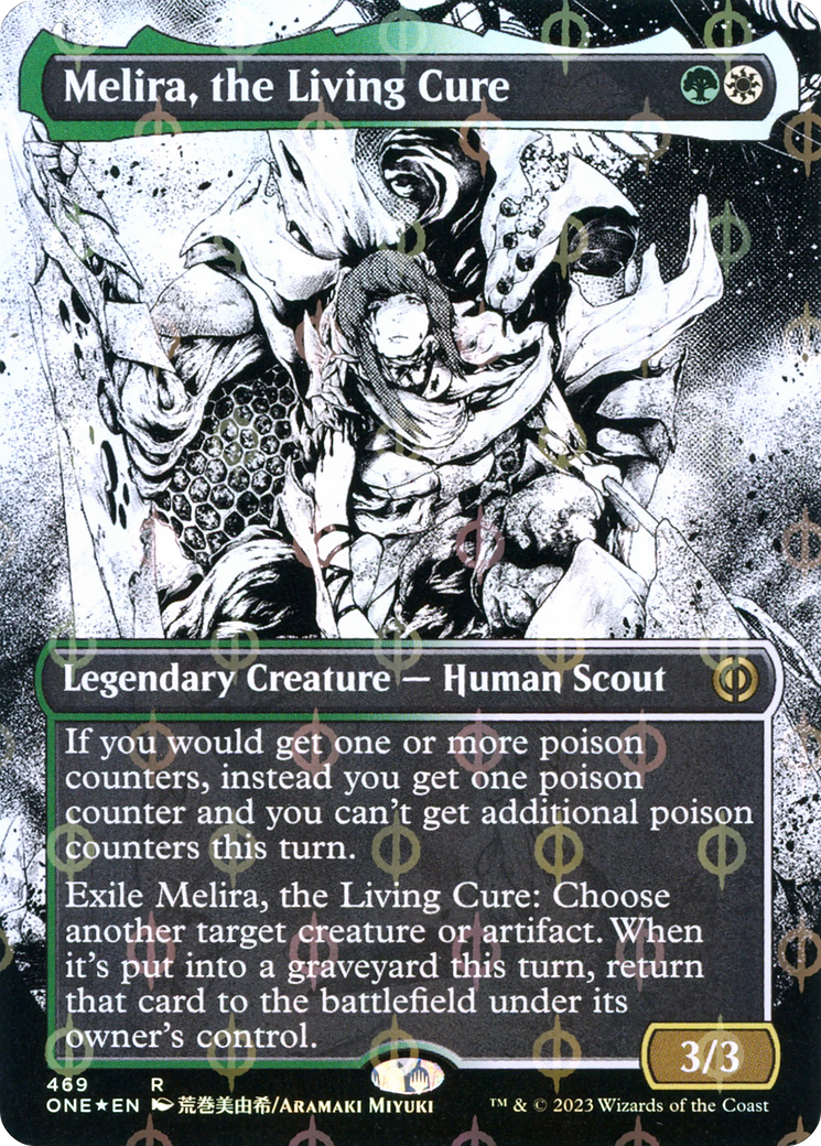 Melira, the Living Cure (Borderless Manga Step-and-Compleat Foil) [Phyrexia: All Will Be One] | Spectrum Games