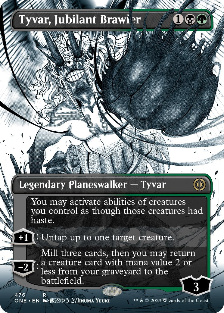 Tyvar, Jubilant Brawler (Borderless Manga Step-and-Compleat Foil) [Phyrexia: All Will Be One] | Spectrum Games