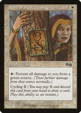 Rune of Protection: Green [Urza's Saga] | Spectrum Games