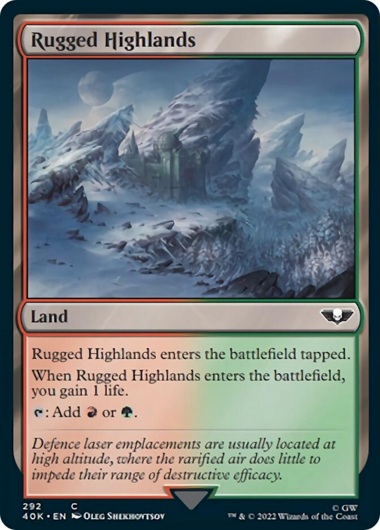 Rugged Highlands (Surge Foil) [Universes Beyond: Warhammer 40,000] | Spectrum Games