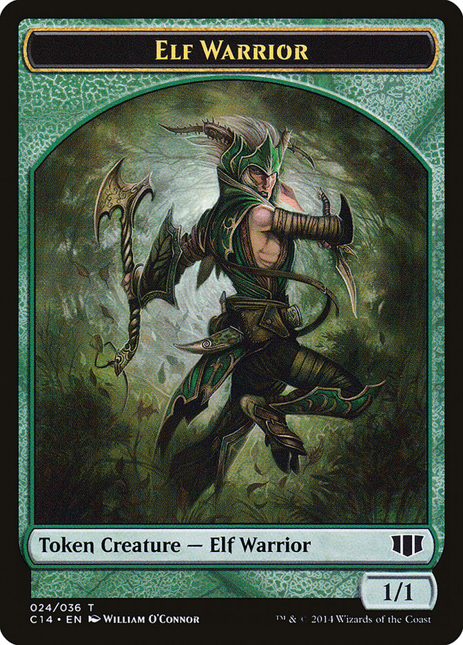 Elephant // Elf Warrior Double-sided Token [Commander 2014 Tokens] | Spectrum Games