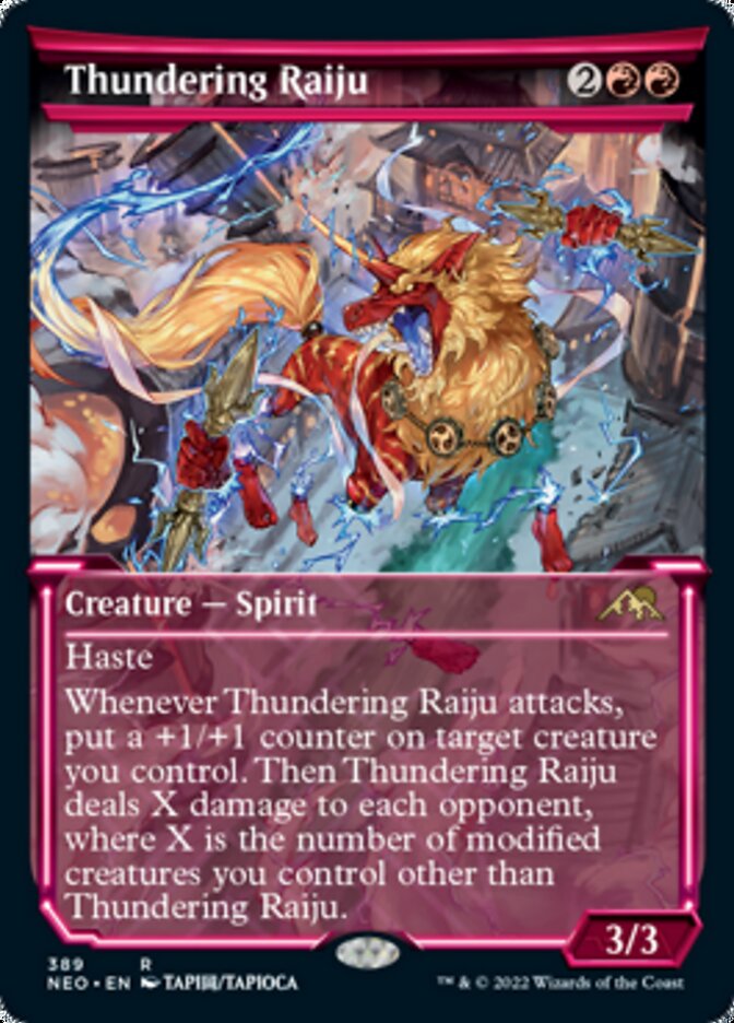 Thundering Raiju (Showcase Soft Glow) [Kamigawa: Neon Dynasty] | Spectrum Games