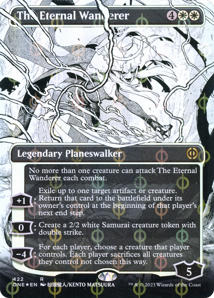 The Eternal Wanderer (Borderless Manga Step-and-Compleat Foil) [Phyrexia: All Will Be One] | Spectrum Games