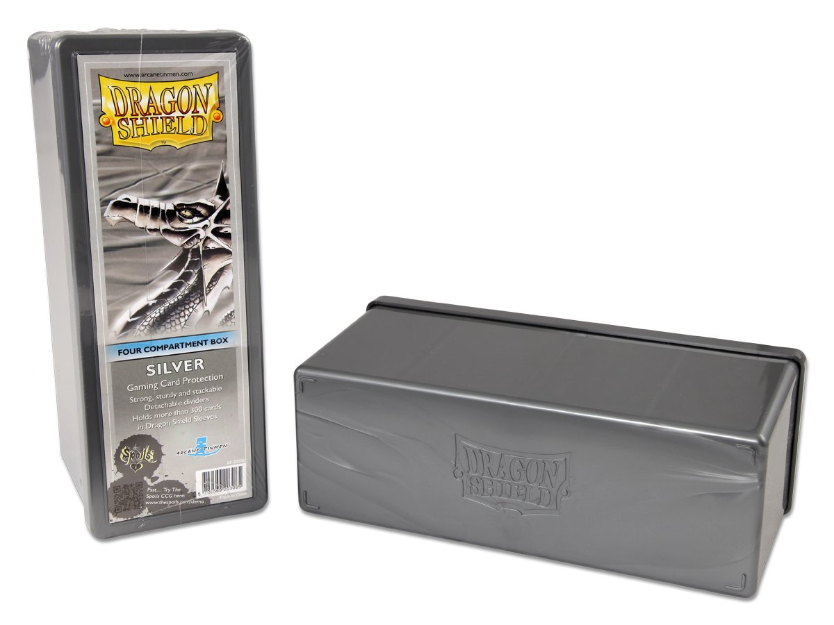 Dragon Shield Four Compartment Box – Silver | Spectrum Games