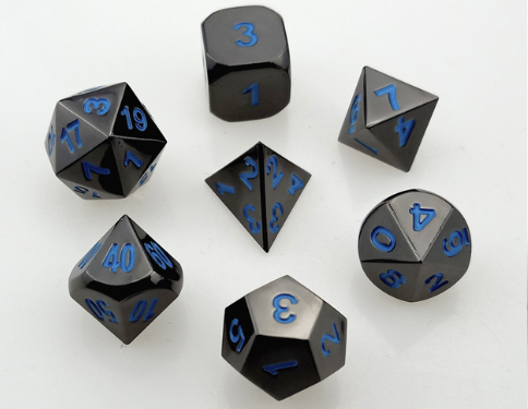 Premium Metal Dice Series - "Azure Raven" | Spectrum Games