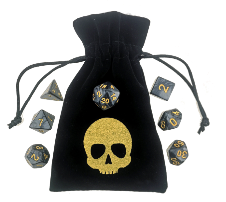 Skull Drawstring Dice Bag + Dice set | Spectrum Games