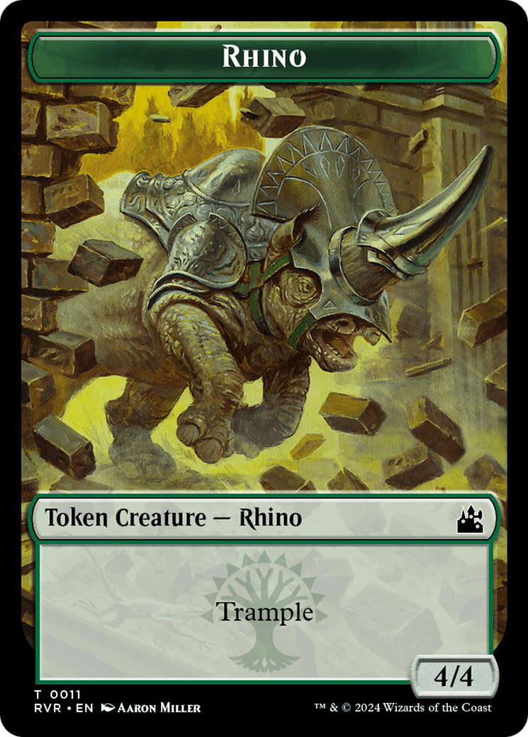 Spirit (0018) // Rhino Double-Sided Token [Ravnica Remastered Tokens] | Spectrum Games