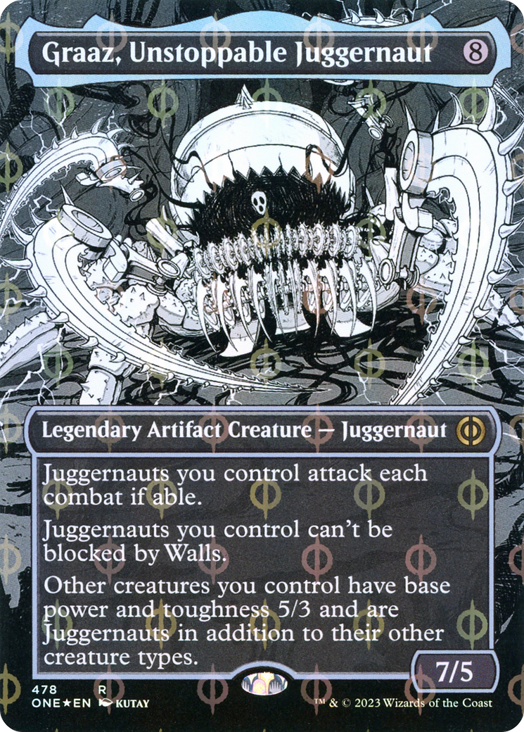 Graaz, Unstoppable Juggernaut (Borderless Manga Step-and-Compleat Foil) [Phyrexia: All Will Be One] | Spectrum Games