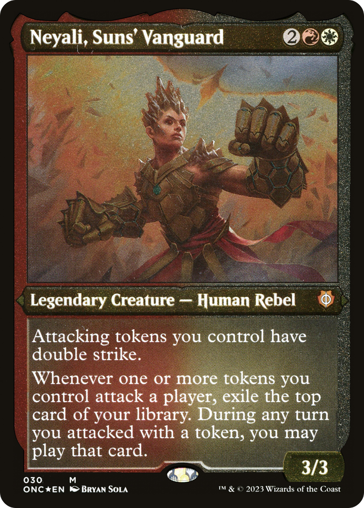 Neyali, Suns' Vanguard (Foil Etched) (Display Commander) [Phyrexia: All Will Be One Commander] | Spectrum Games