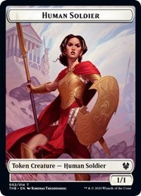 Human Soldier // Gold Double-sided Token [Theros Beyond Death Tokens] | Spectrum Games