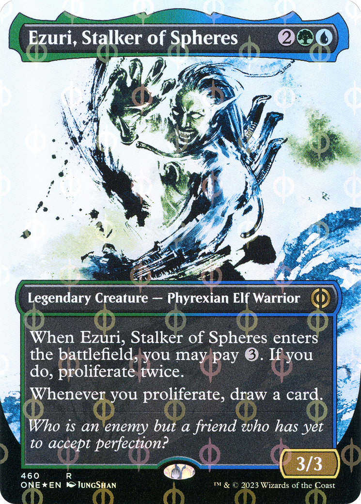 Ezuri, Stalker of Spheres (Borderless Ichor Step-and-Compleat Foil) [Phyrexia: All Will Be One] | Spectrum Games