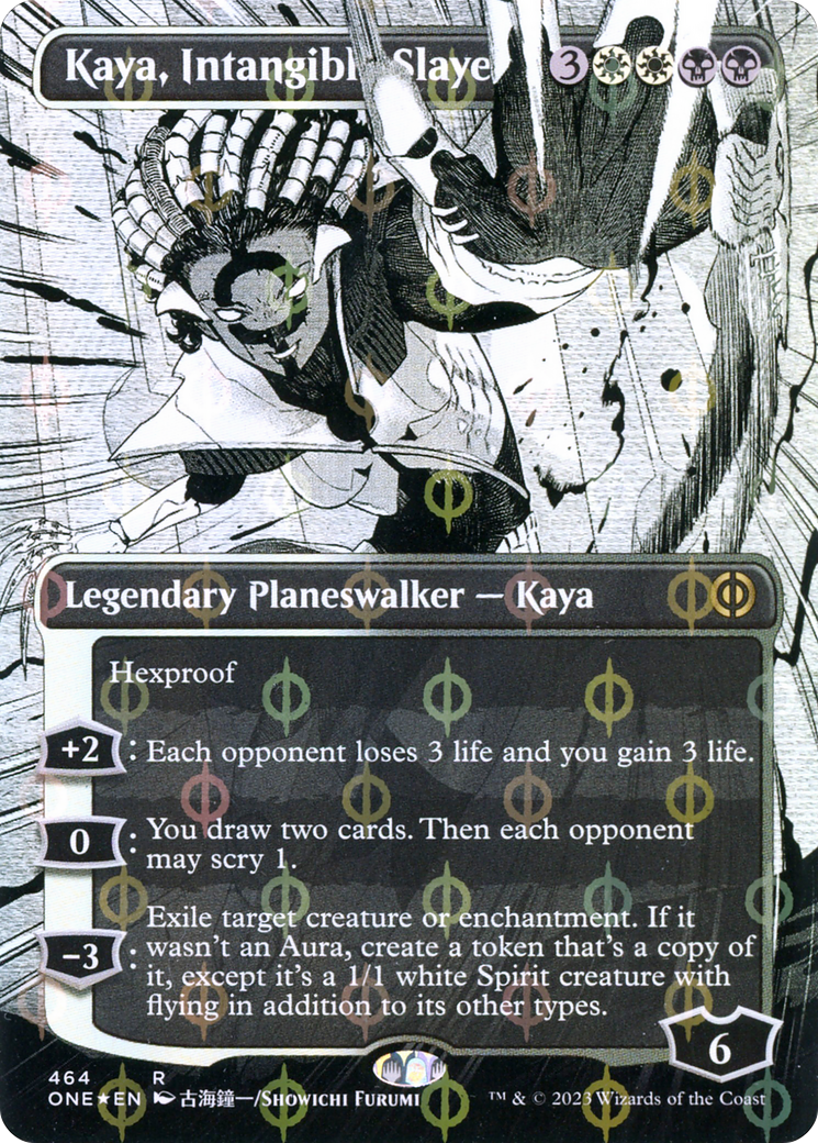 Kaya, Intangible Slayer (Borderless Manga Step-and-Compleat Foil) [Phyrexia: All Will Be One] | Spectrum Games