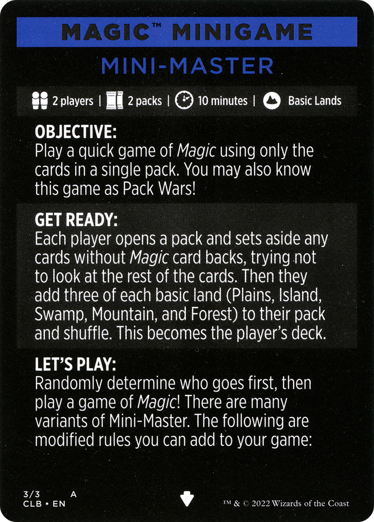 Mini-Master (Magic Minigame) [Commander Legends: Battle for Baldur's Gate Minigame] | Spectrum Games