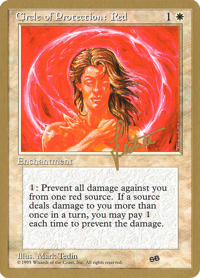 Circle of Protection: Red (Bertrand Lestree) (SB) (4ED) [Pro Tour Collector Set] | Spectrum Games