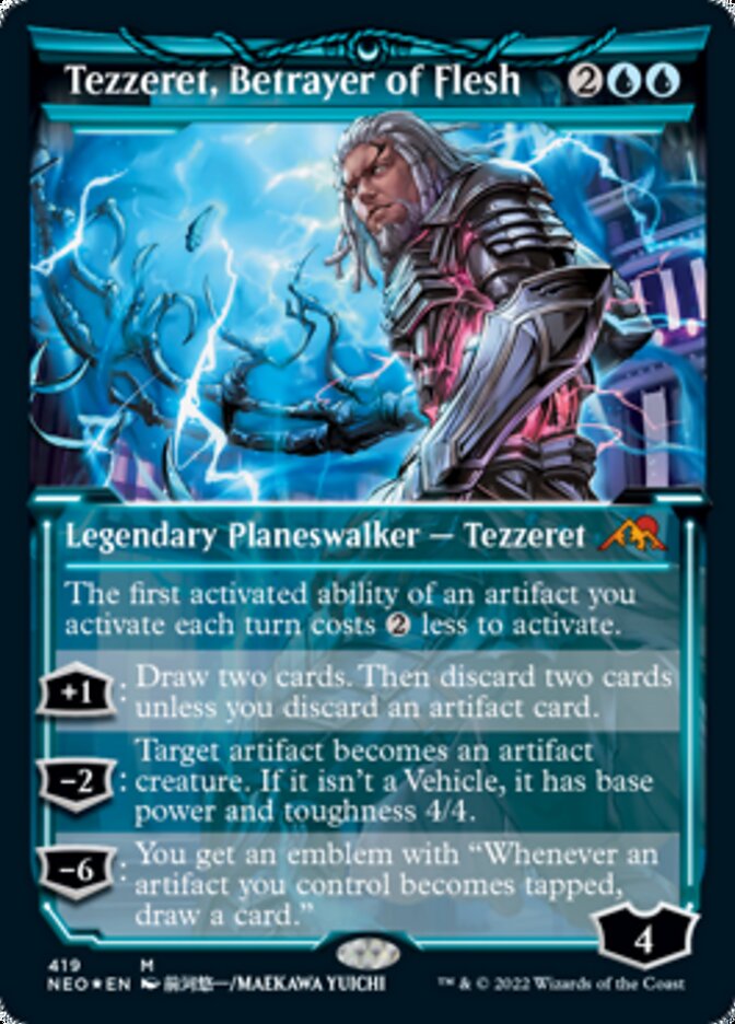 Tezzeret, Betrayer of Flesh (Showcase) (Foil Etched) [Kamigawa: Neon Dynasty] | Spectrum Games