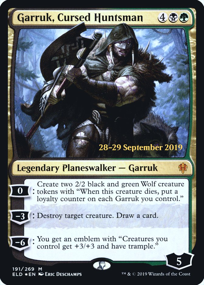 Garruk, Cursed Huntsman  [Throne of Eldraine Prerelease Promos] | Spectrum Games