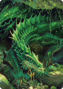 Lurking Green Dragon Art Card (Gold-Stamped Signature) [Commander Legends: Battle for Baldur's Gate Art Series] | Spectrum Games