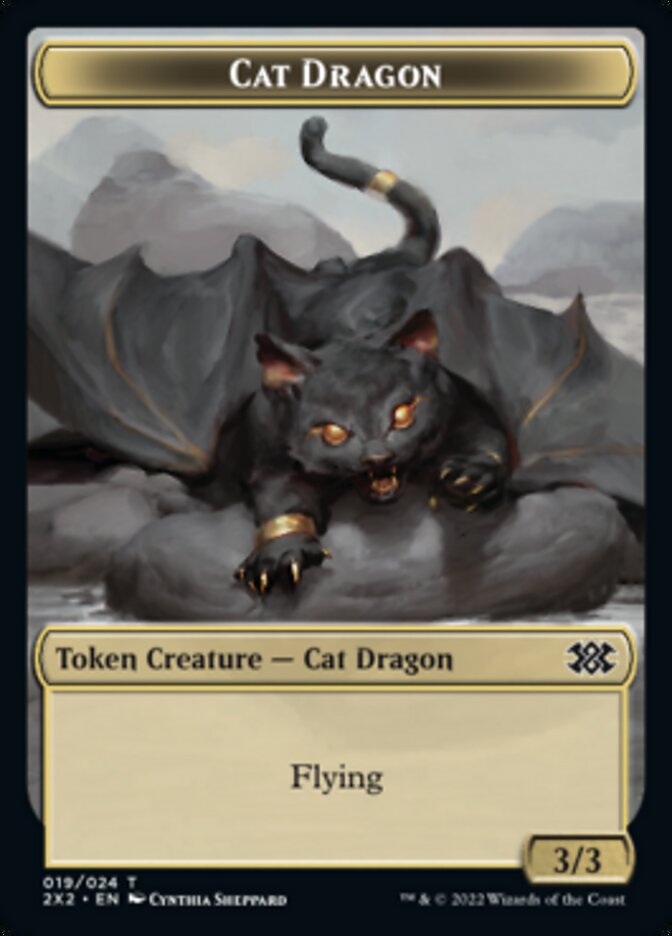 Cat Dragon // Monk Double-sided Token [Double Masters 2022 Tokens] | Spectrum Games