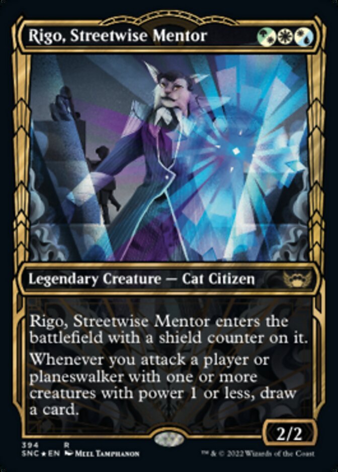 Rigo, Streetwise Mentor (Showcase Golden Age Gilded Foil) [Streets of New Capenna] | Spectrum Games