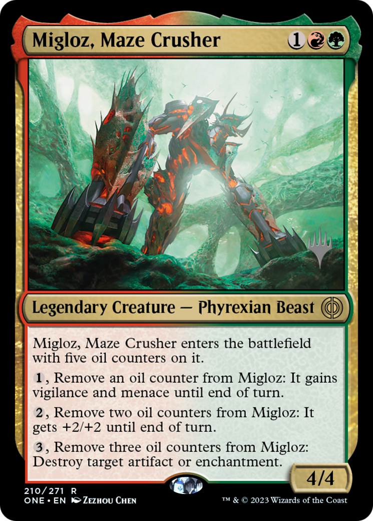 Migloz, Maze Crusher (Promo Pack) [Phyrexia: All Will Be One Promos] | Spectrum Games