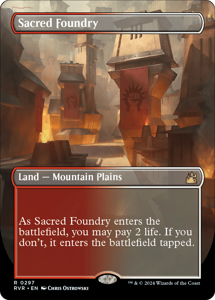 Sacred Foundry (Borderless) [Ravnica Remastered] | Spectrum Games