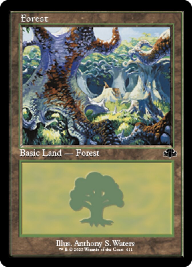 Forest (411) (Retro) [Dominaria Remastered] | Spectrum Games