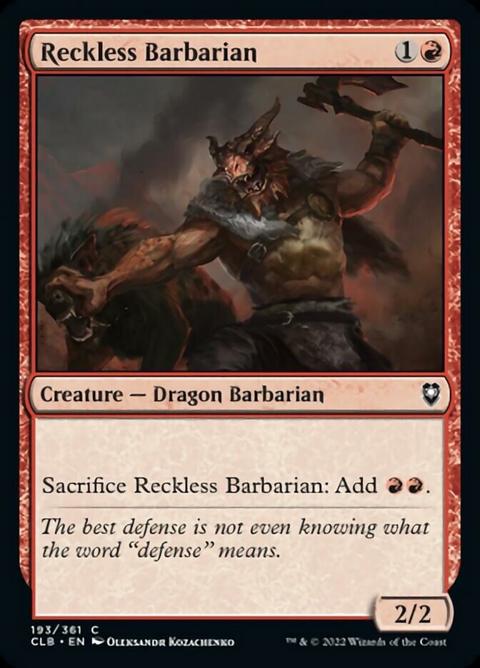 Reckless Barbarian [Commander Legends: Battle for Baldur's Gate] | Spectrum Games